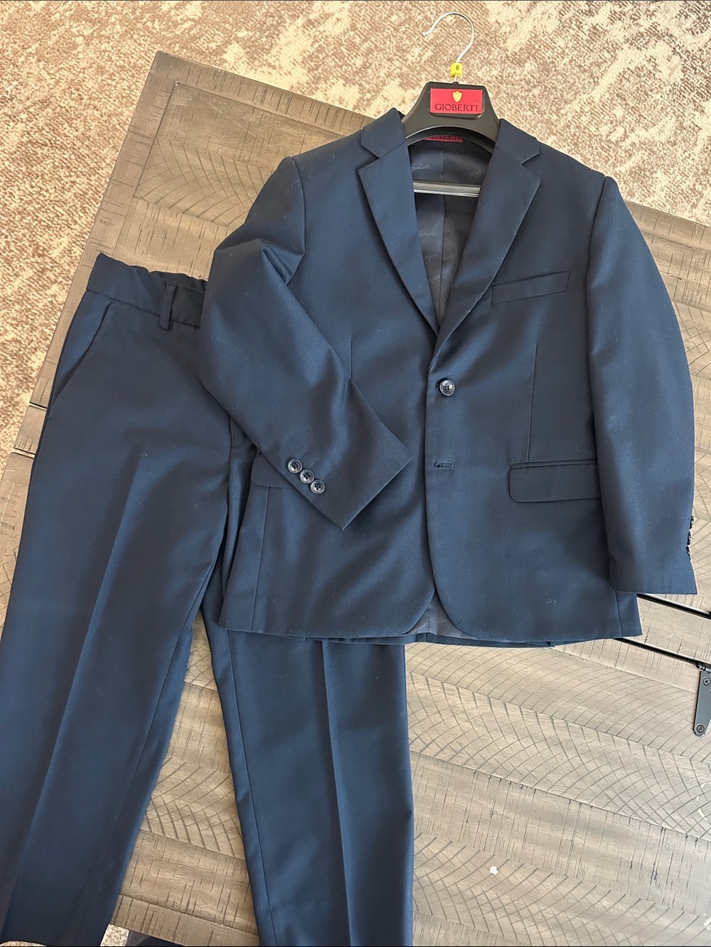 Boys Navy Formal Two-Piece Suit - Classic Blazer & Trousers Adjustable Waist